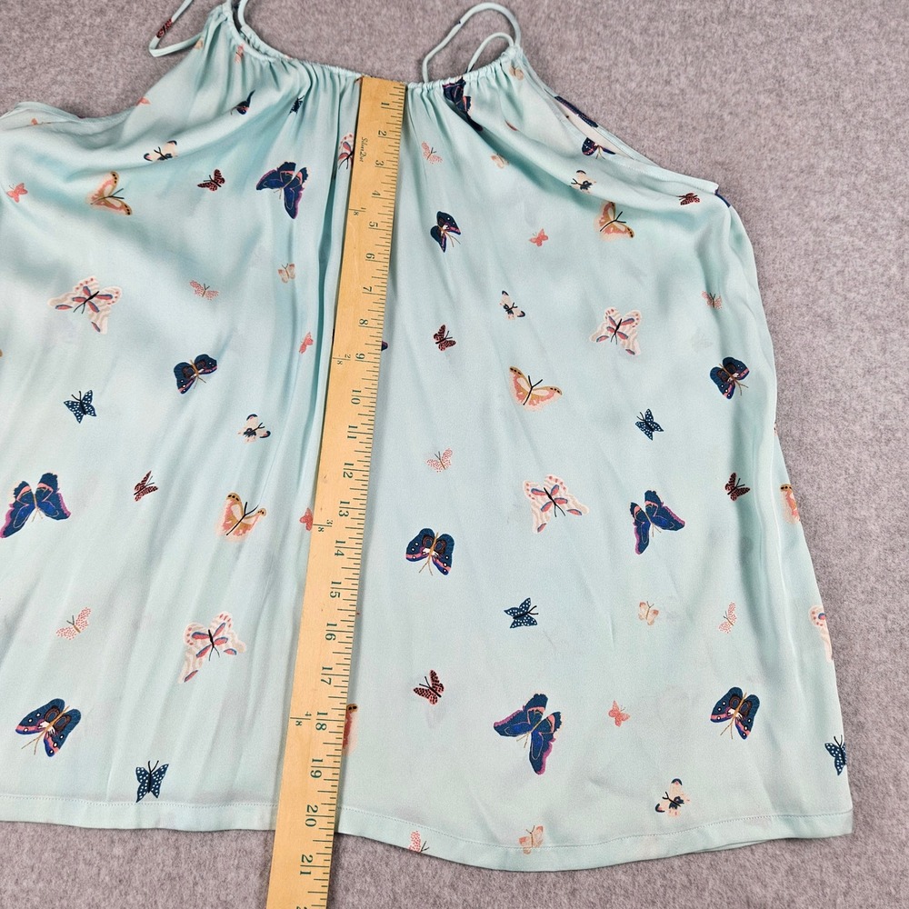 Tucker Silk Butterfly Print Camisole Top Light Blue Spaghetti Strap XL Flowy - Picture 4 of 8